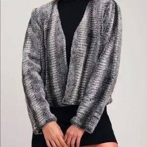 Rokoko by Dazz Chic Grey&Black Print Faux Fur Jacket- Sz Small